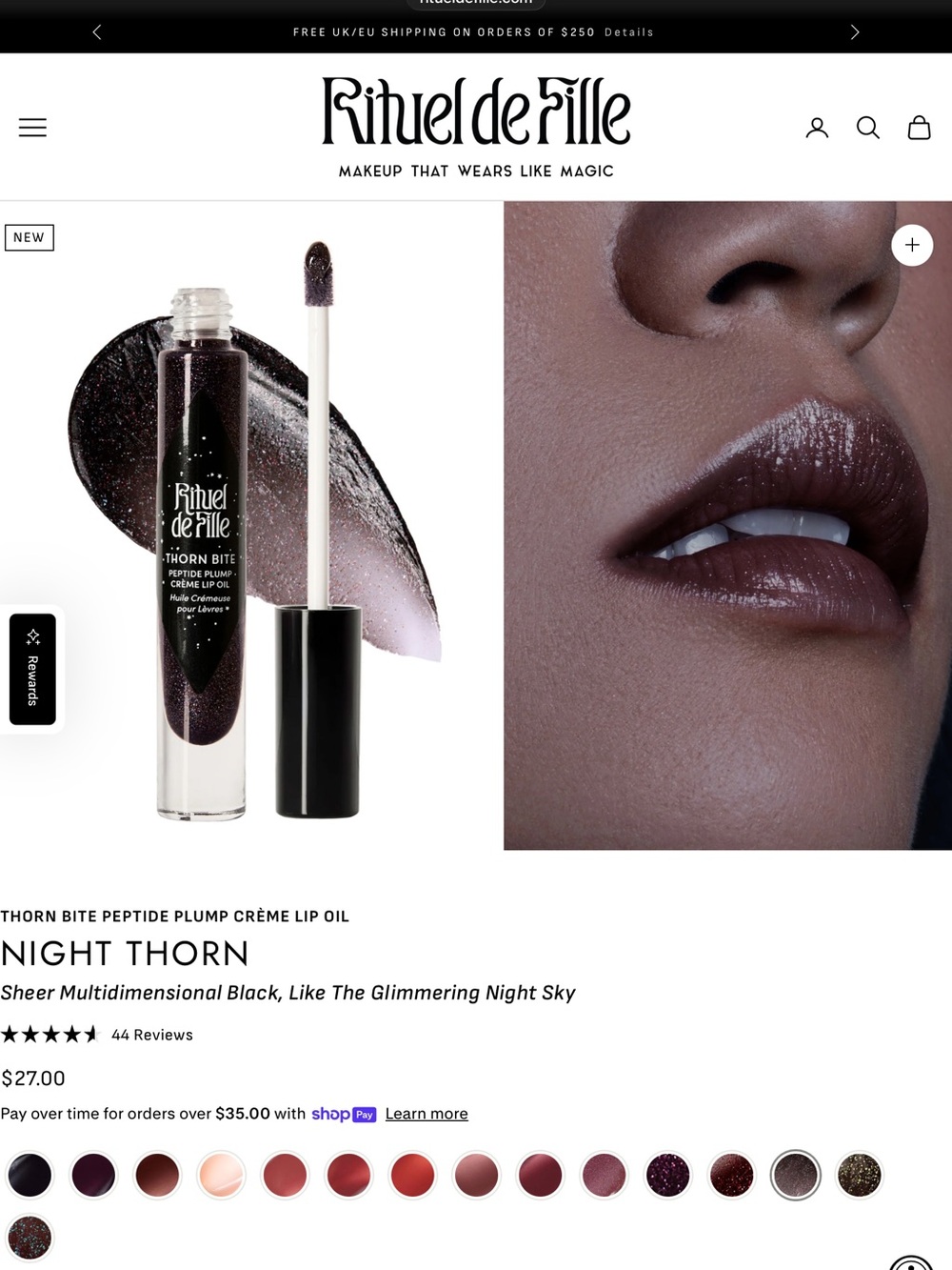 Thorn Bite Peptide Plump Crème Lip Oil — Night Thorn (Black with Purple Shimmer)
